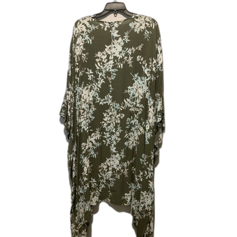 A.N.A Olive Botanical Floral Open Front Kimono Cardigan Coverup JCP L XL